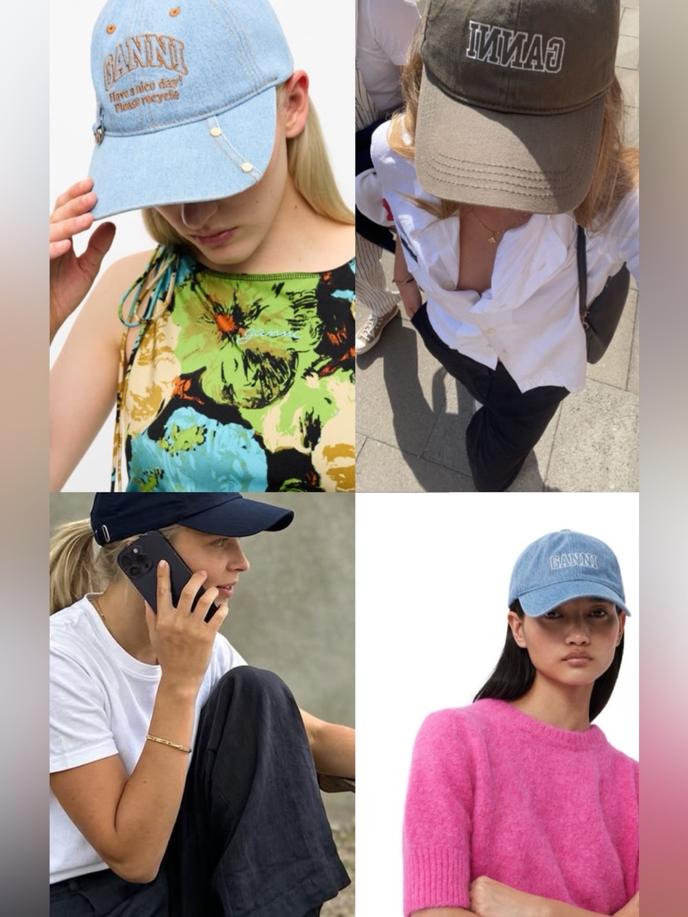 Ganni Denim Logo Baseball Cap